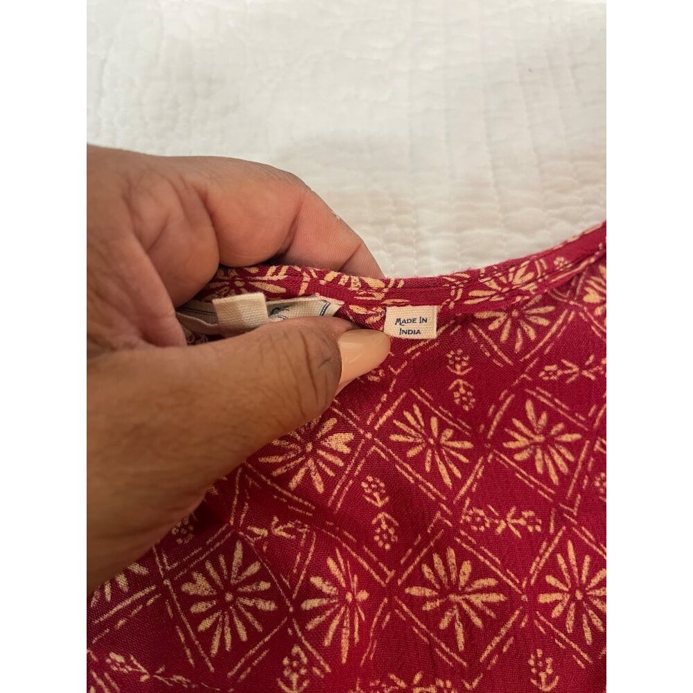 Fat Face Wrap Around Waist Gypsy Geo Print Dress Bottom Tier Burgundy Sleeveless - Picture 4 of 12